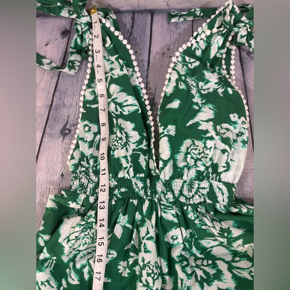 Lulus Sweet Spectacle Green Floral Tie-Strap Boho Wedding Party Maxi Dress S - Picture 12 of 13